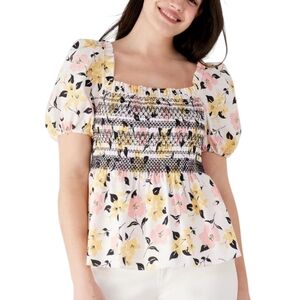 Kate Spade Lily Blooms Puffed Sleeve Top Women's Small